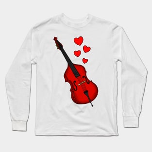 Double Bass Valentines Bassist Wedding Musician Long Sleeve T-Shirt